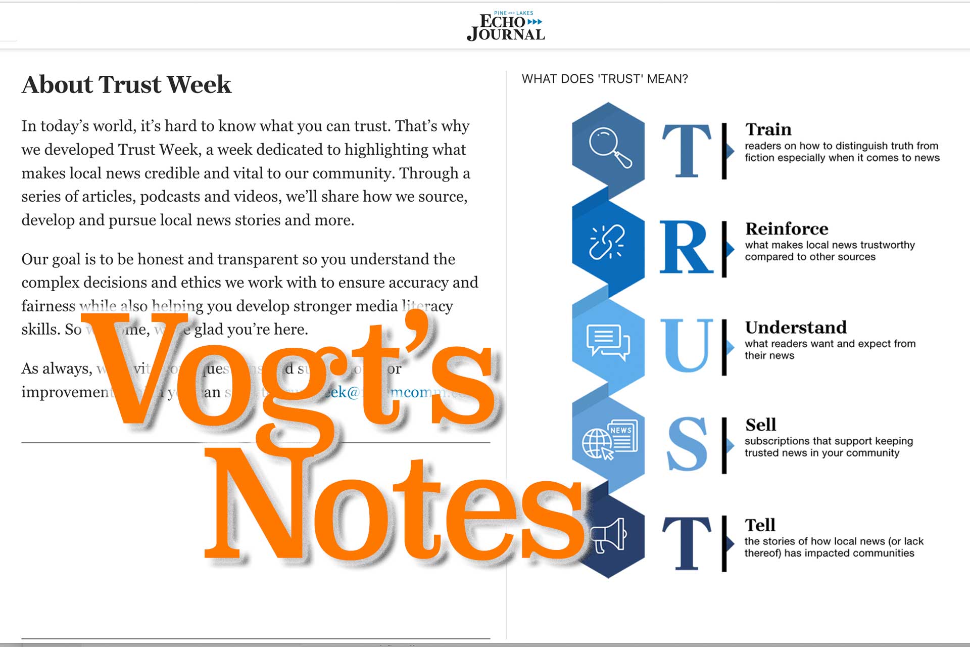 Vogt's Notes: It's Trust Week; I invite you to find out what that means - Pine and Lakes Echo Journal | News, weather, sports from Pequot Lakes Minnesota - Vimarsana News