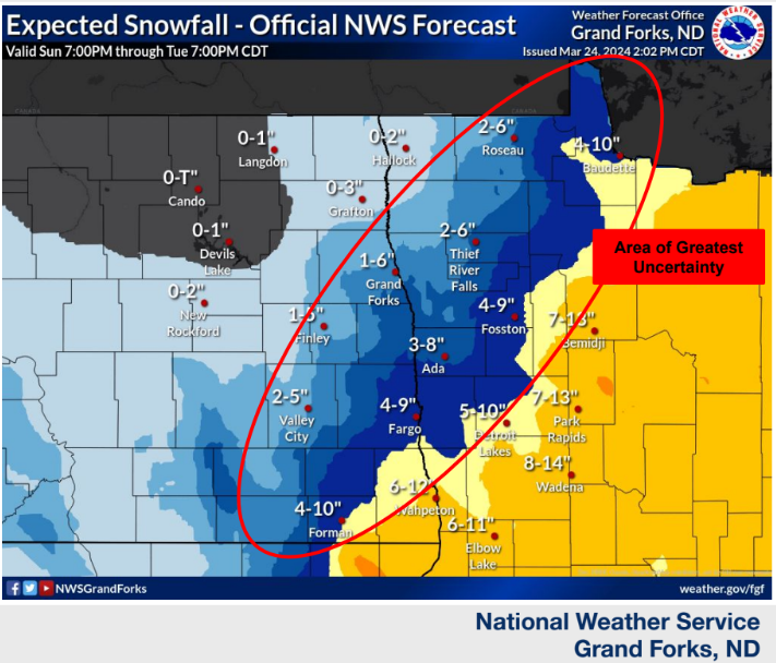 UPDATED: Portions of storm warning and snowfall predictions downgraded as spring snows head into region - Vimarsana News