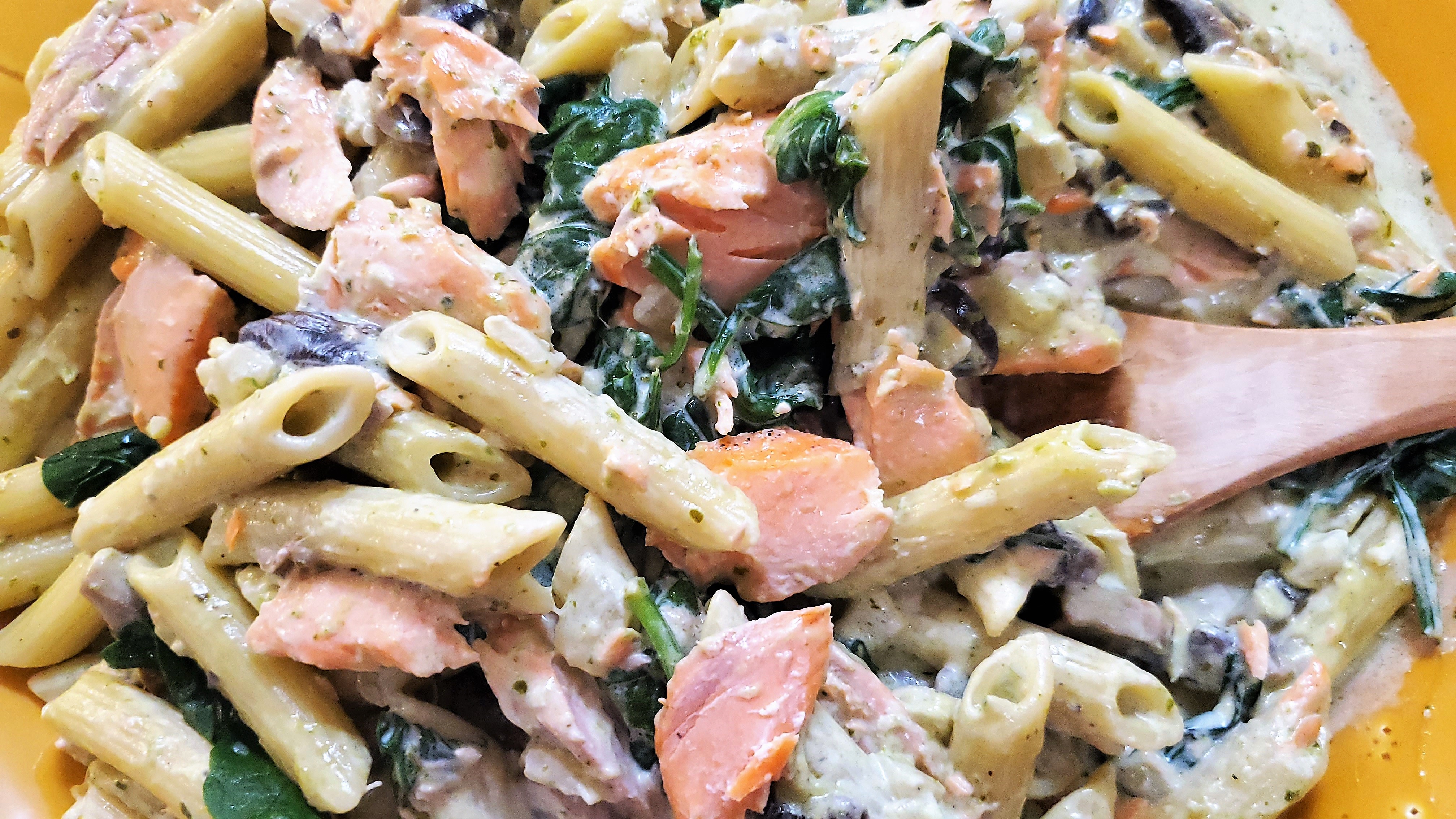 Creamy Pesto Penne with Steelhead, Mushrooms and Spinach is the perfect dish to start Lent - Vimarsana News